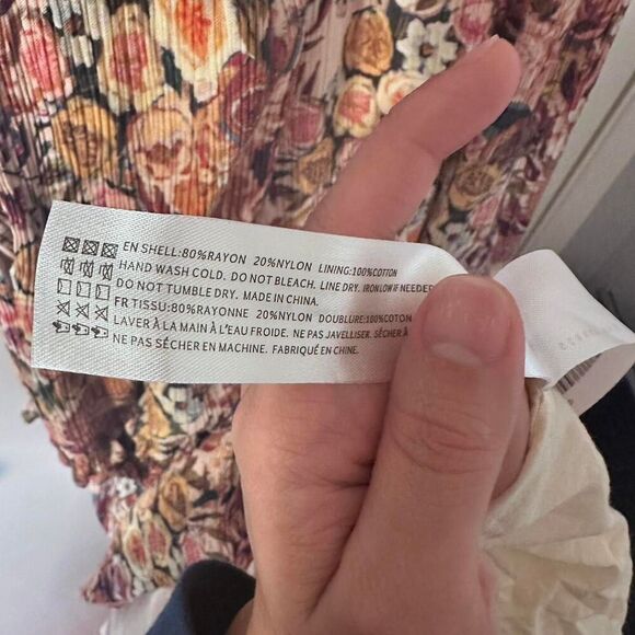 Floral Fall Colors Square-Neck Ruffle-Tier Midi Dress Size Small - Picture 7 of 7